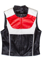 Red & Black Pleather Moto Vest
