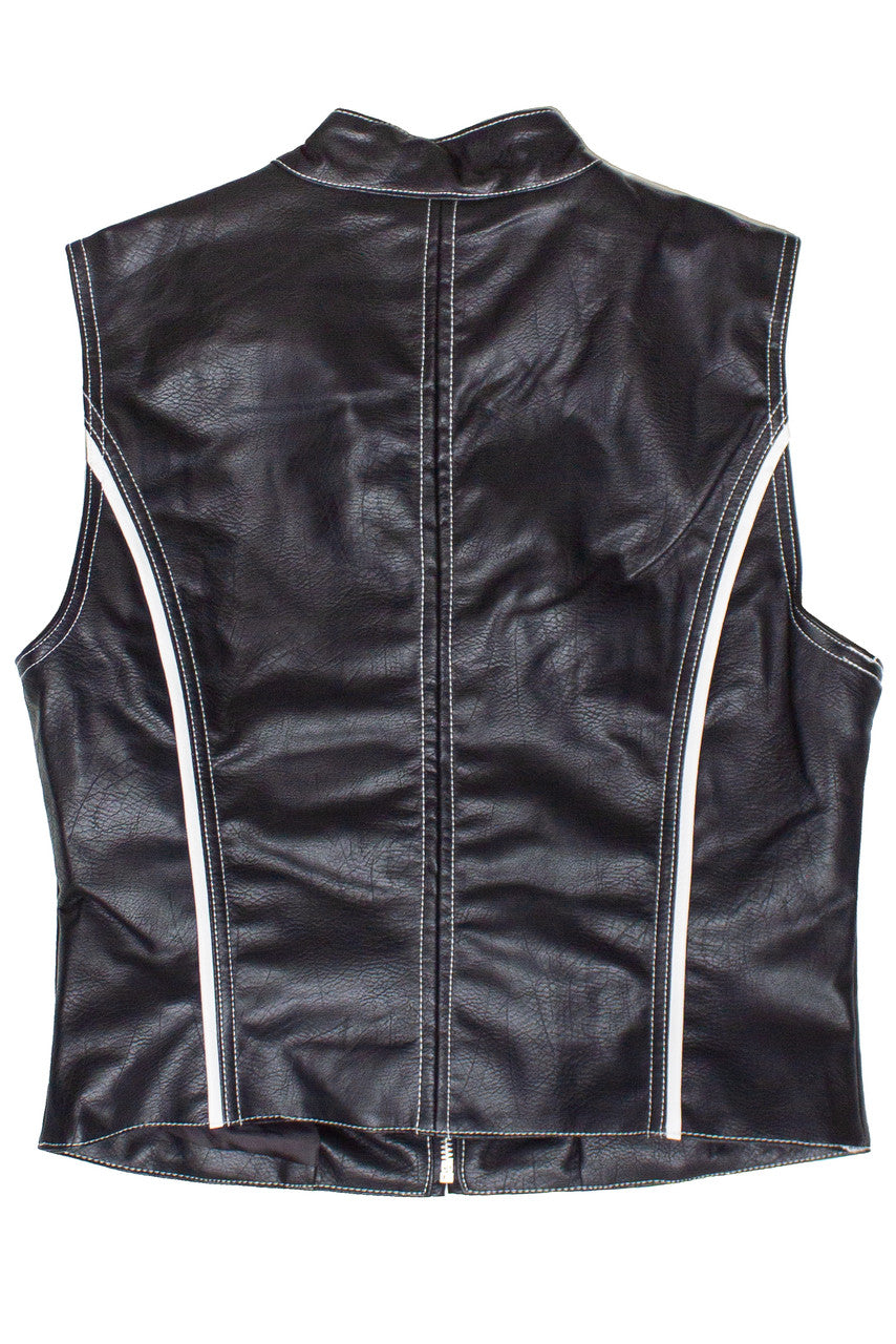 Red & Black Pleather Moto Vest