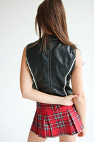 Red & Black Pleather Moto Vest