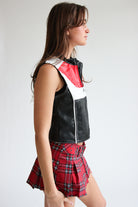 Red & Black Pleather Moto Vest