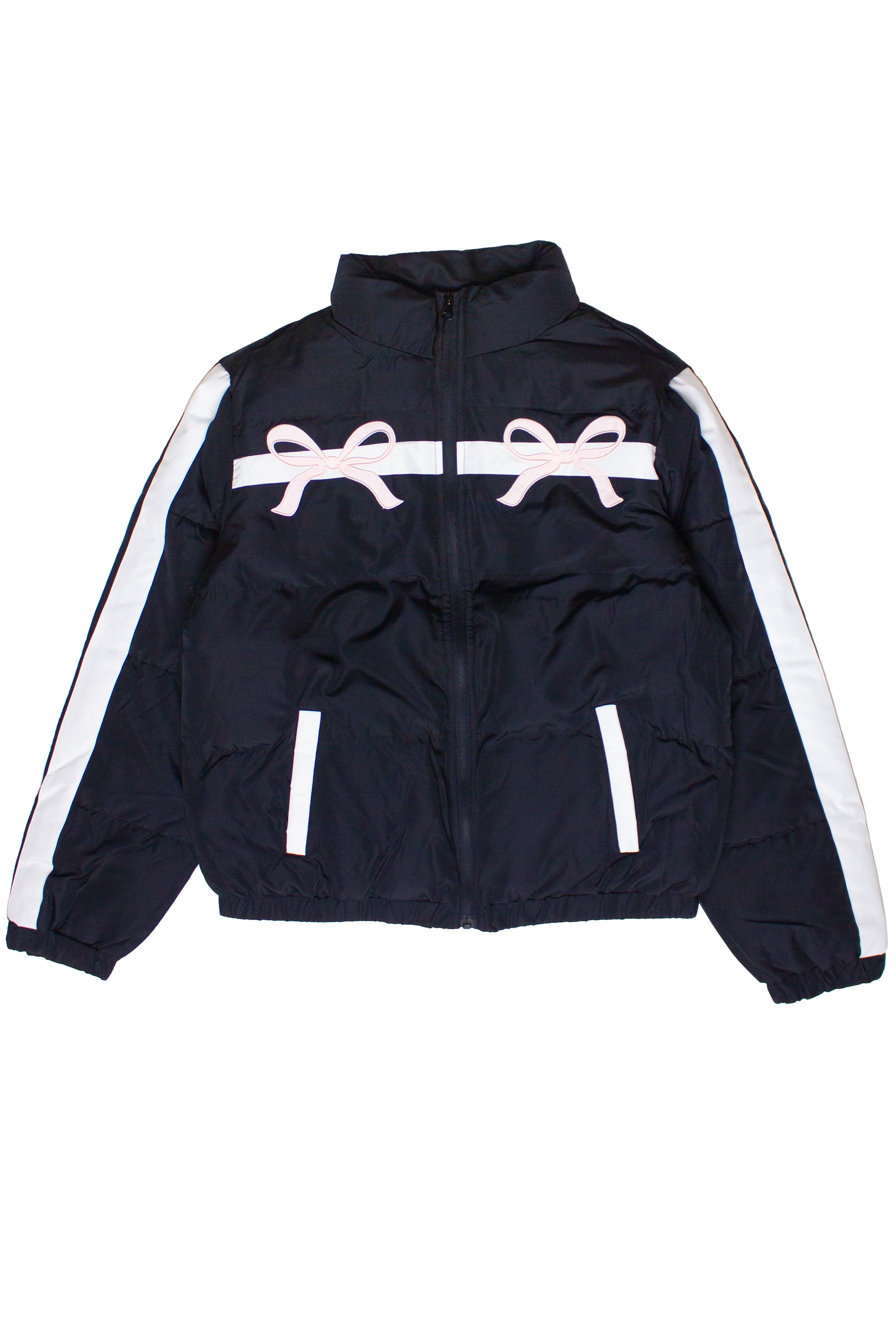 Bow Stripe Puffer Jacket