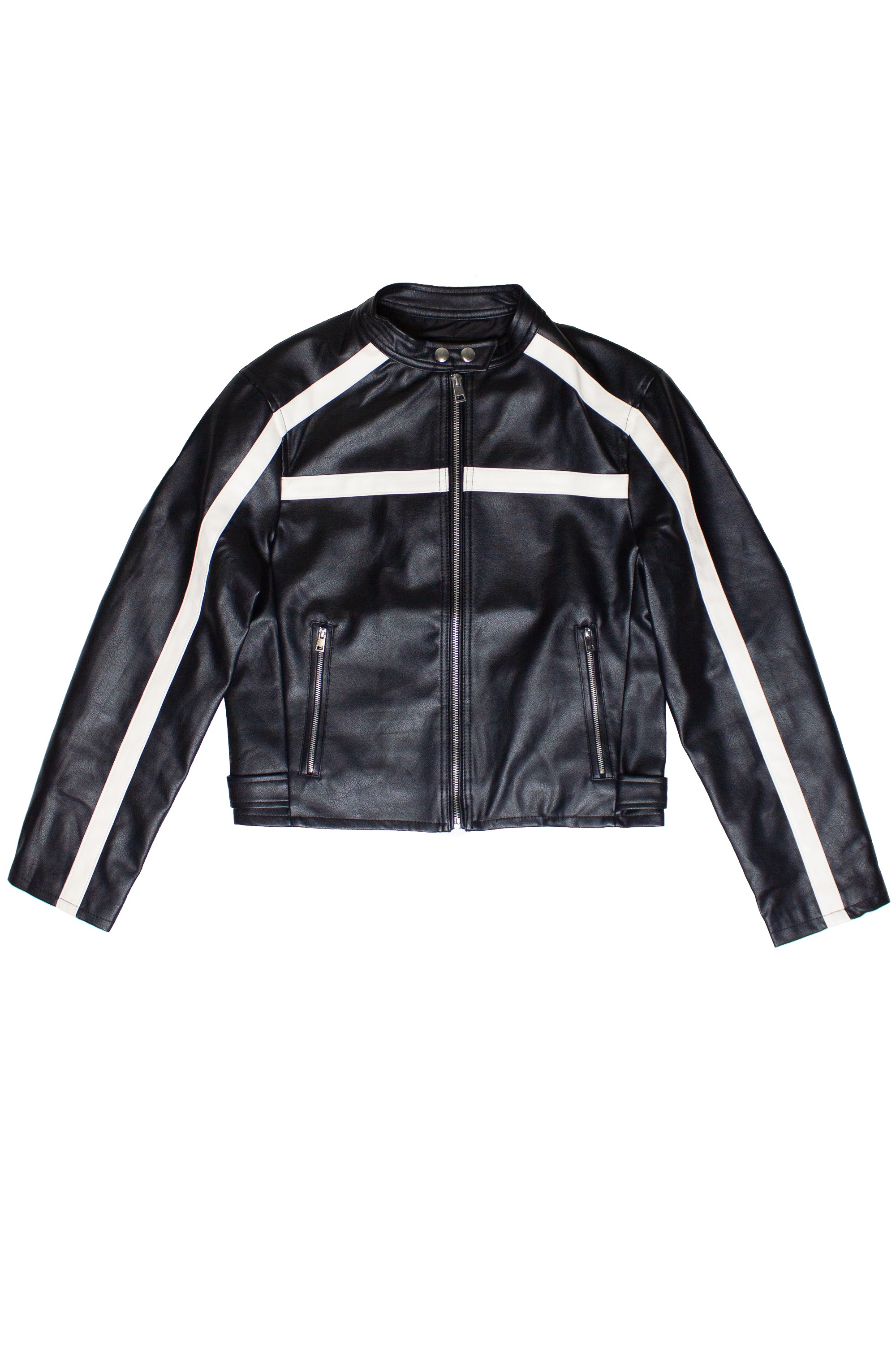 Stripe Moto Jacket - Black
