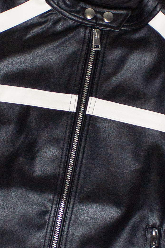 Stripe Moto Jacket - Black