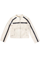 Stripe Moto Jacket - Ivory