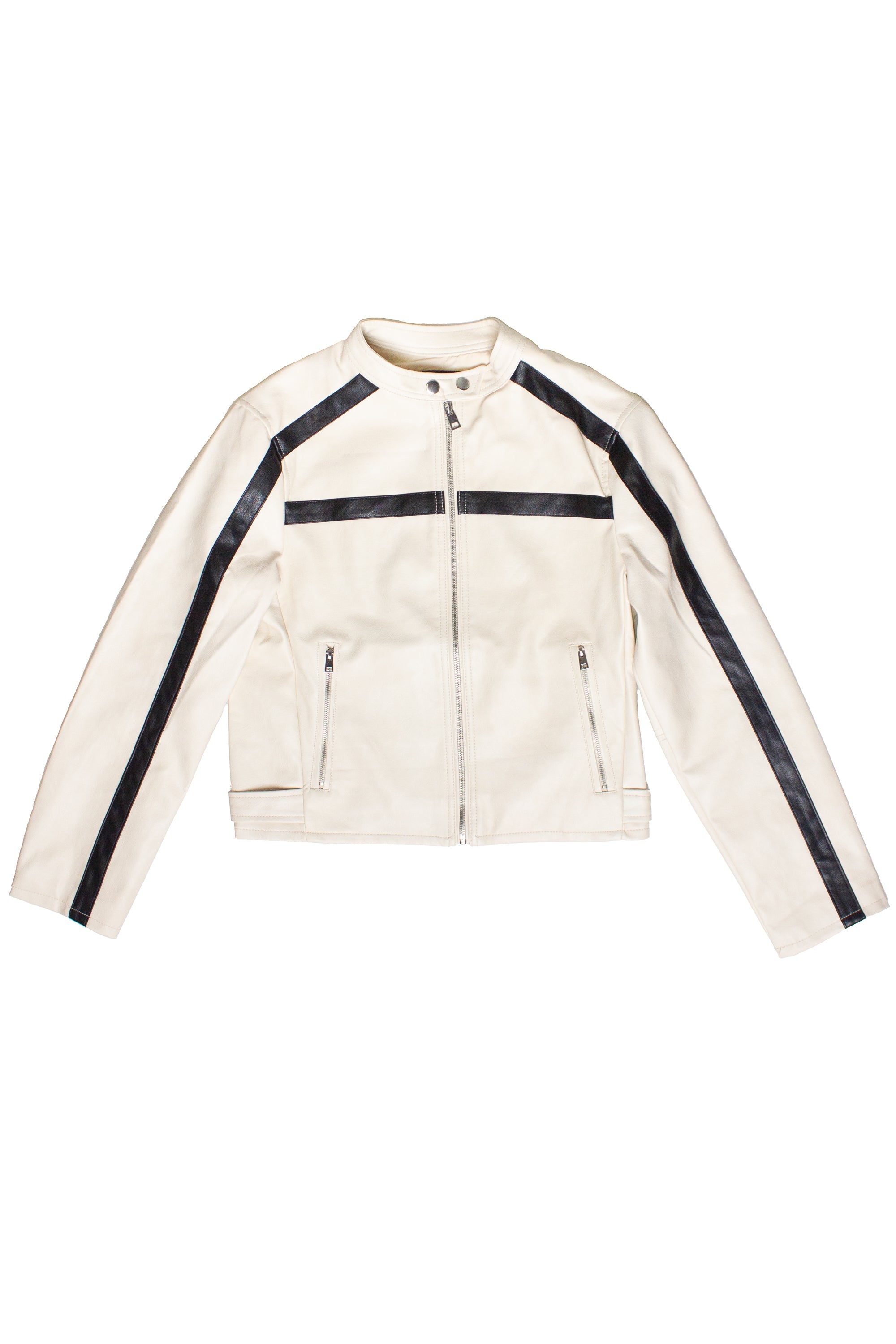 Stripe Moto Jacket - Ivory