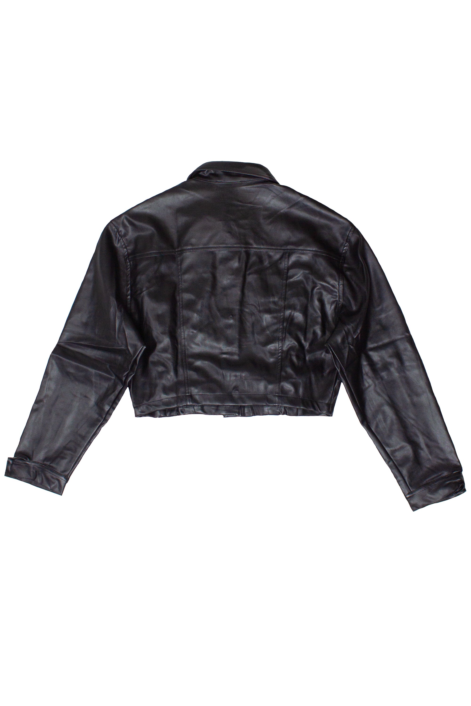 Lace Up Cropped Pleather Jacket