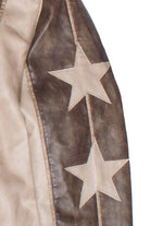 Star Sleeve Brown Moto Jacket