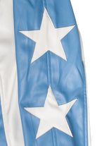Pleather Stars Moto Jacket - Blue