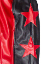 Pleather Stars Moto Jacket - Red
