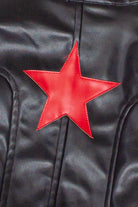 Pleather Stars Moto Jacket - Red