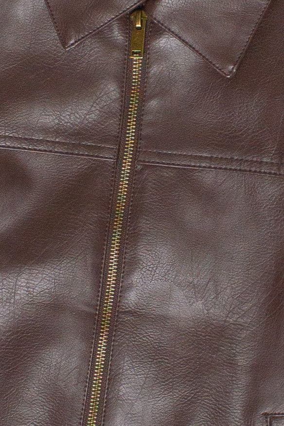 Collared Brown Moto Jacket