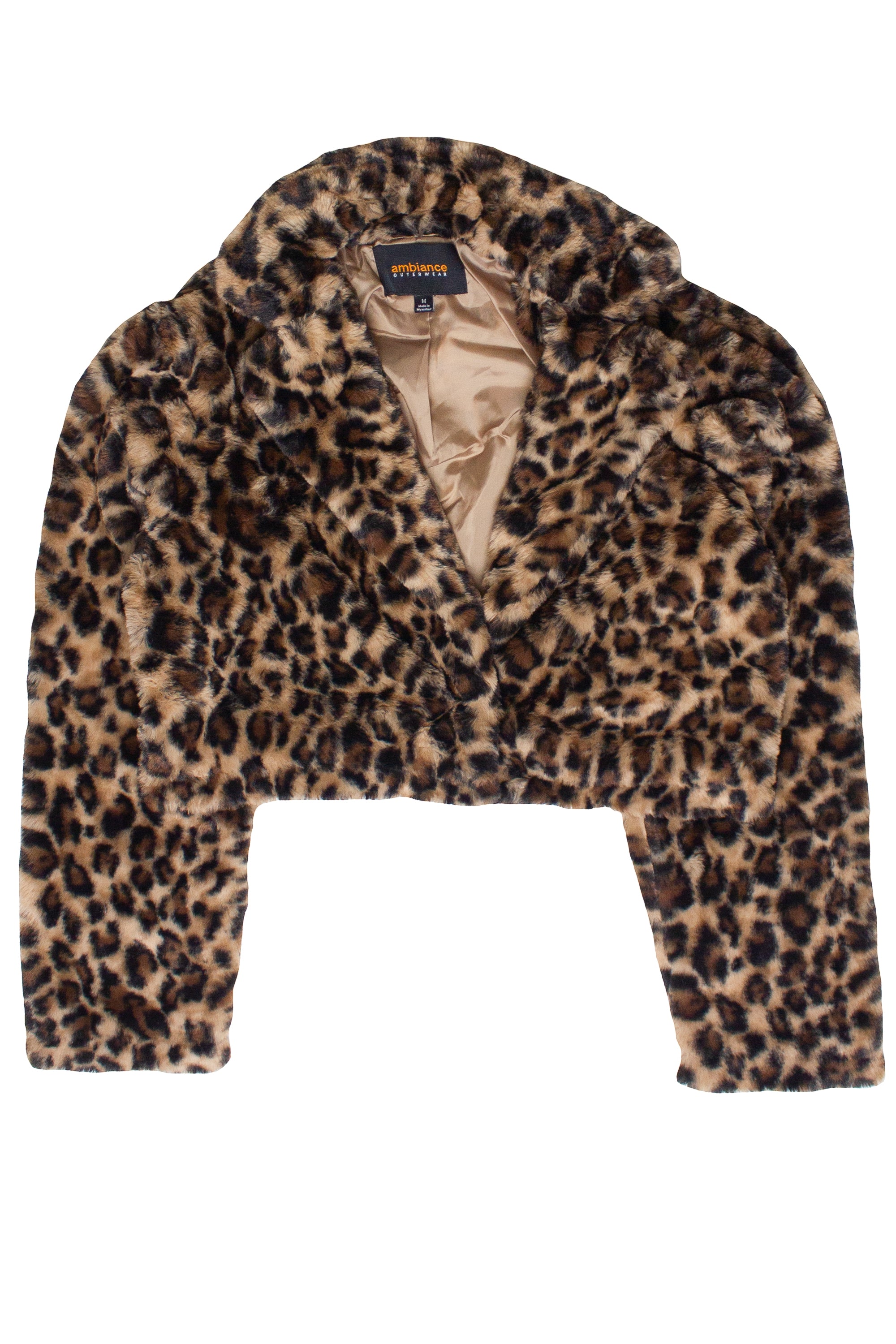 Leopard Print Faux Fur Crop Jacket