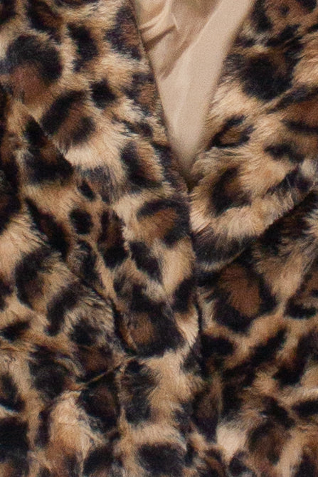 Leopard Print Faux Fur Crop Jacket