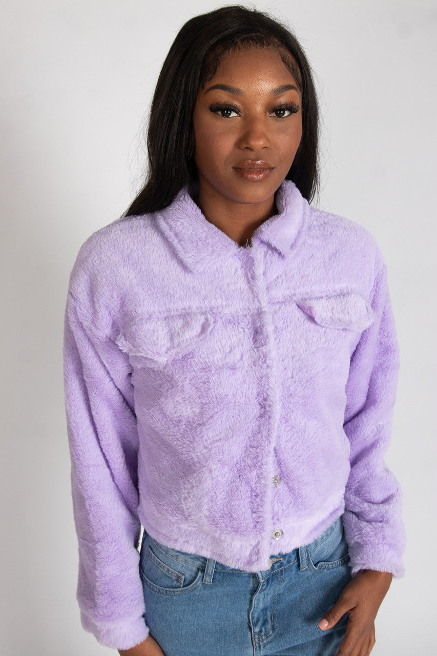 Cropped Faux Fur Shacket