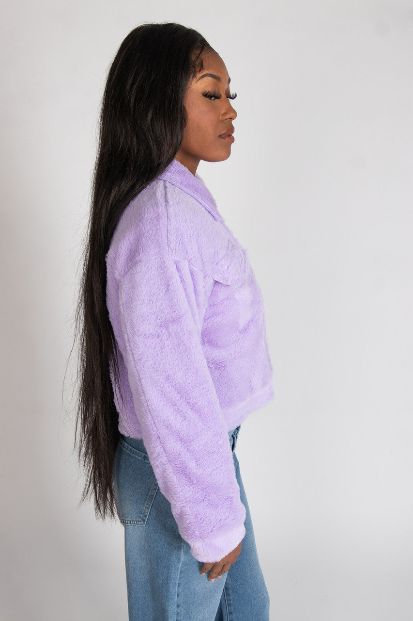 Cropped Faux Fur Shacket