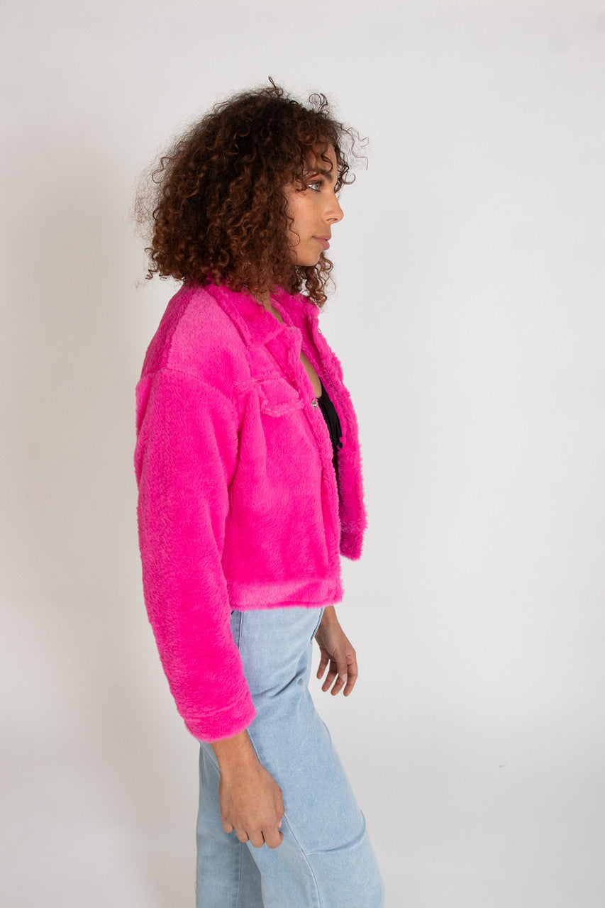 Cropped Faux Fur Shacket