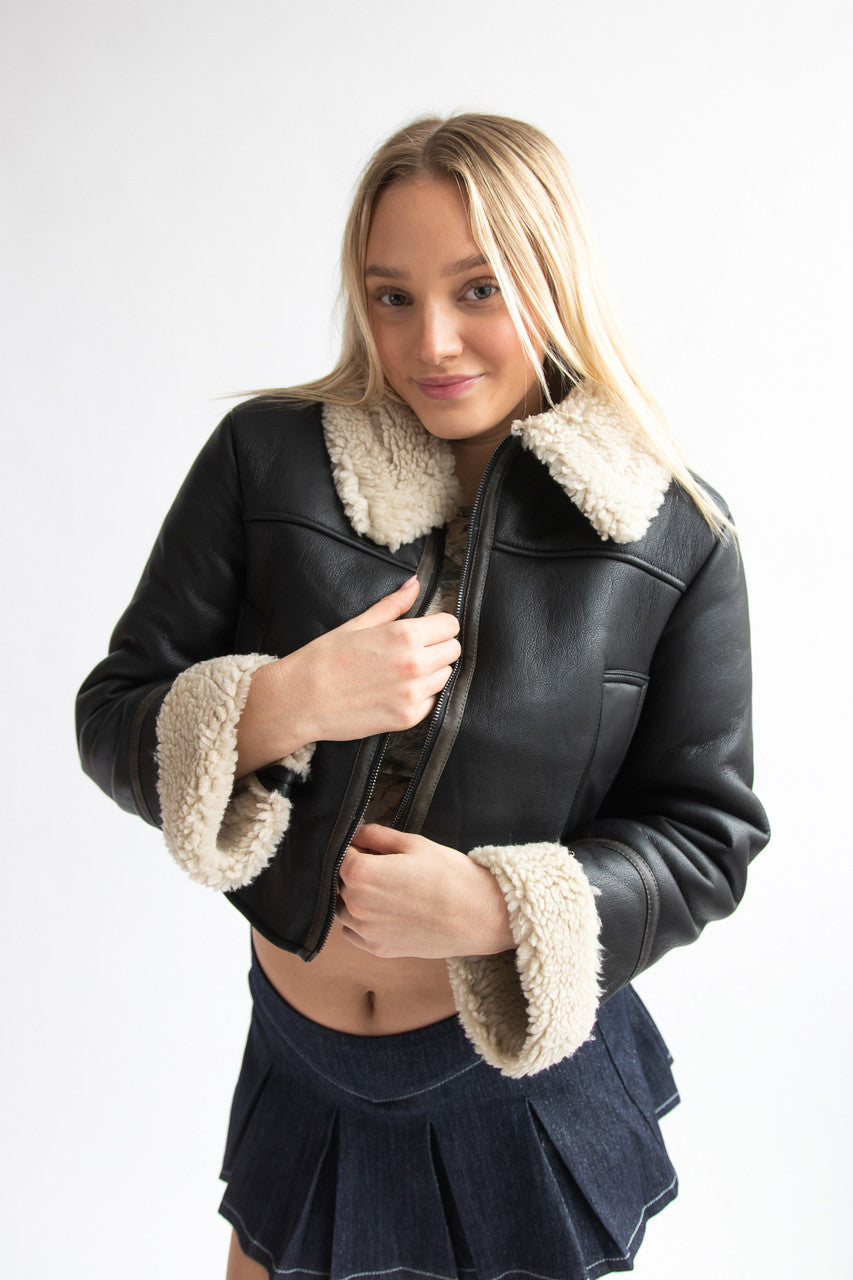 Faux Fur Lined Pleather Bomber Jacket – Ragstock Faux Fur Lined Pleather Bomber Jacket – Ragstock