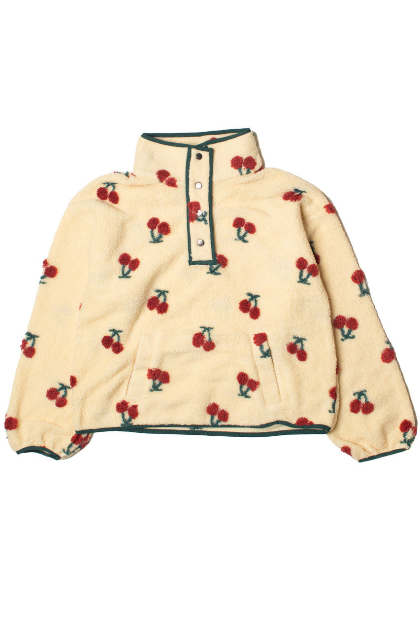 [ KIRSH ]★DOODLE CHERRY PATTERN FLEECE JUMPER KIRSH Women's CHERRY FLEECE HOODIE JUMPER - Sky Blue Color
