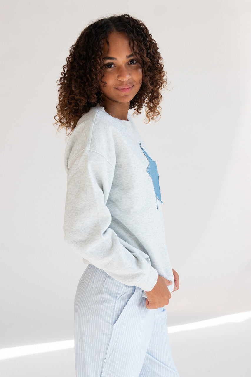 Denim Star Patch Sweatshirt