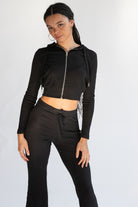 Wide Rib Crop Hoodie