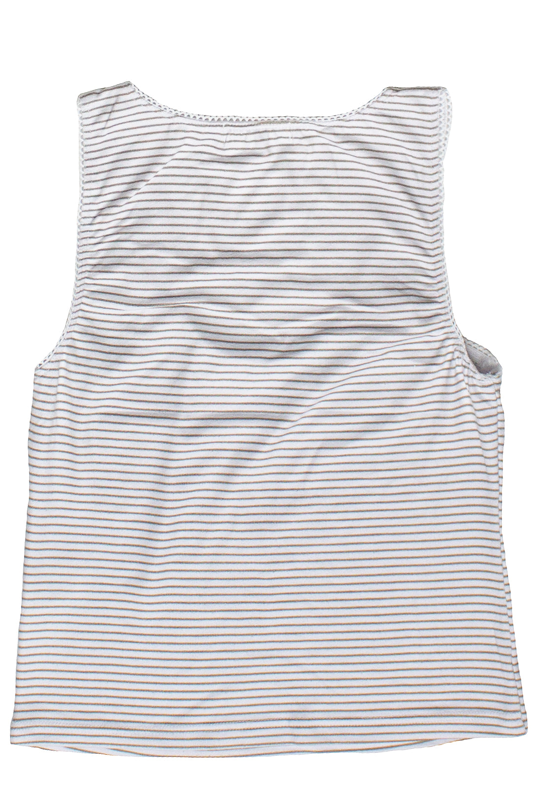 Pinstripe Picot Trim Tank Top - Sage