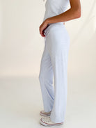 Blue Pinstripe Wide Leg Lounge Pants