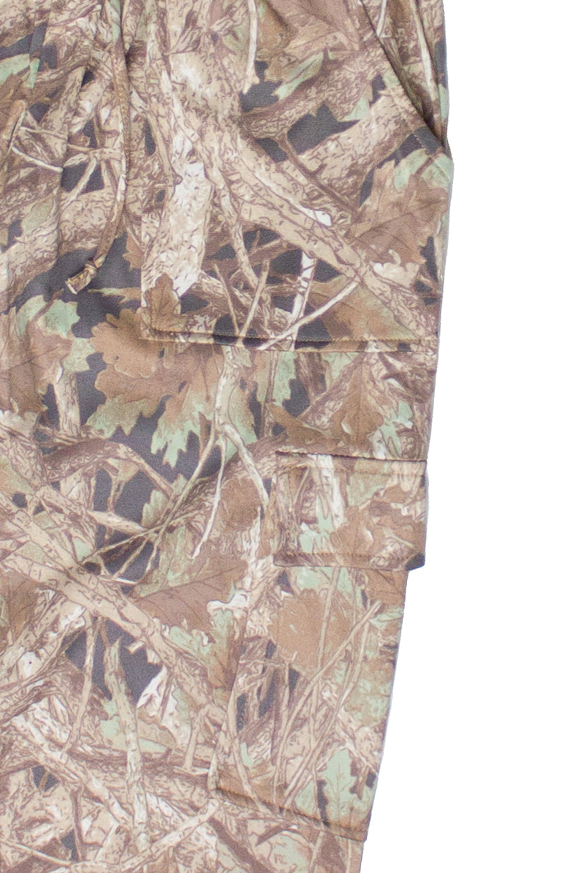 Fleece Lined Woodland Camo Cargo Joggers Pockets