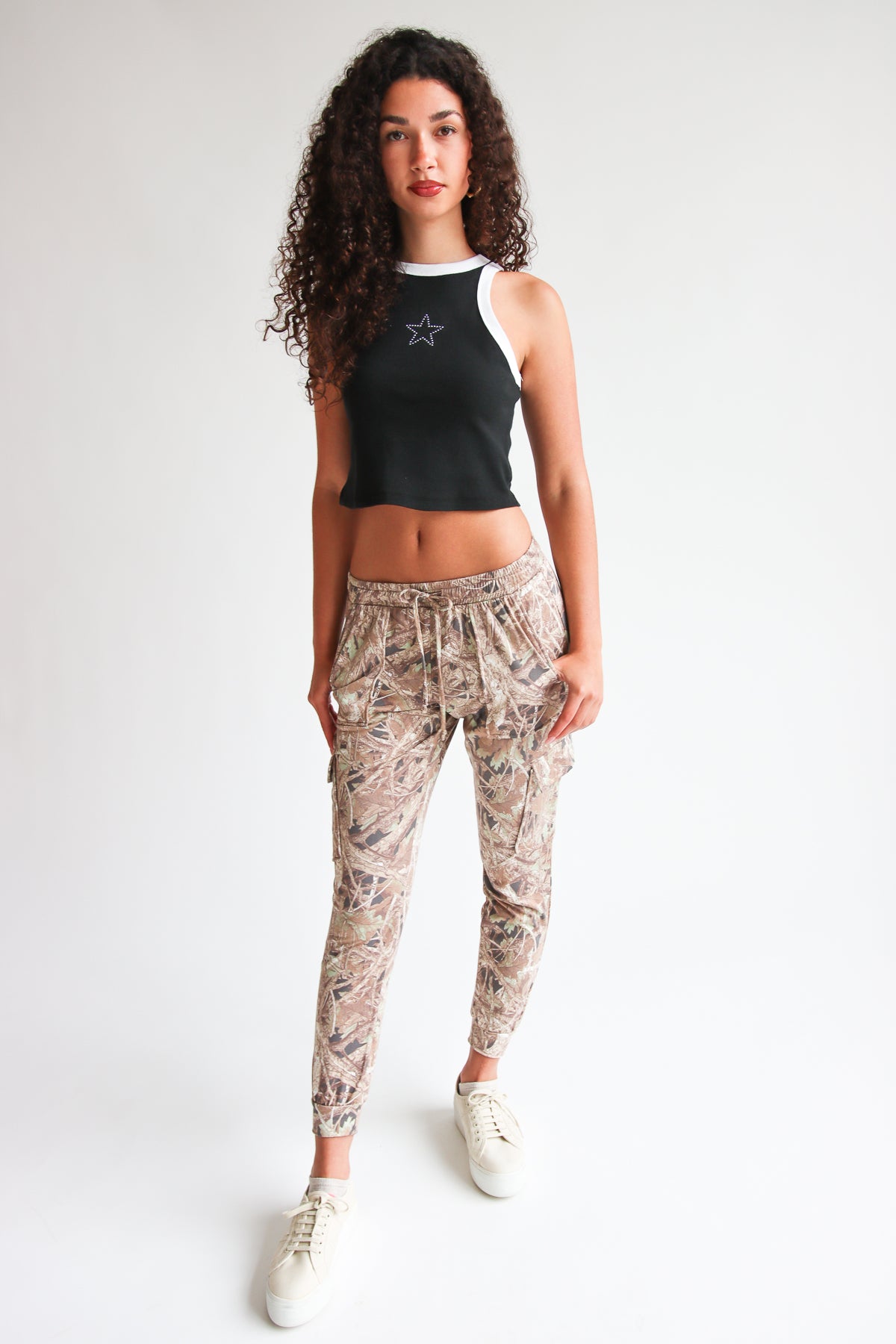 Fleece Lined Woodland Camo Cargo Joggers