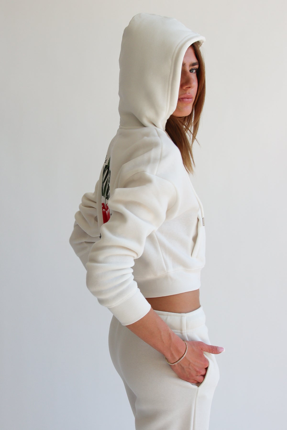 Cherries Cropped Zip-Up Sweatshirt