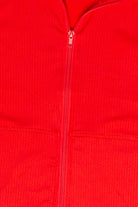 Ribbed Lightweight Fleece Lined Zip Up Top - Red