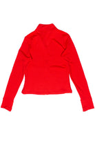 Ribbed Lightweight Fleece Lined Zip Up Top - Red