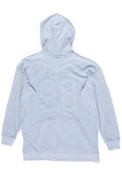 Embroidered Waffle Knit Zip Up Hoodie - Light Blue