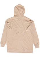Embroidered Waffle Knit Zip Up Hoodie - Beige