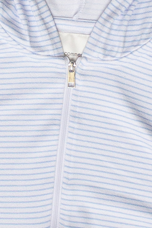 Lightweight Pinstripe Zip Up Hoodie - Blue