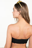 Black Textured Bandeau Bikini Top