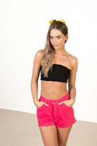 Black Textured Bandeau Bikini Top