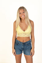 Lemon Yellow Lace V Bralette