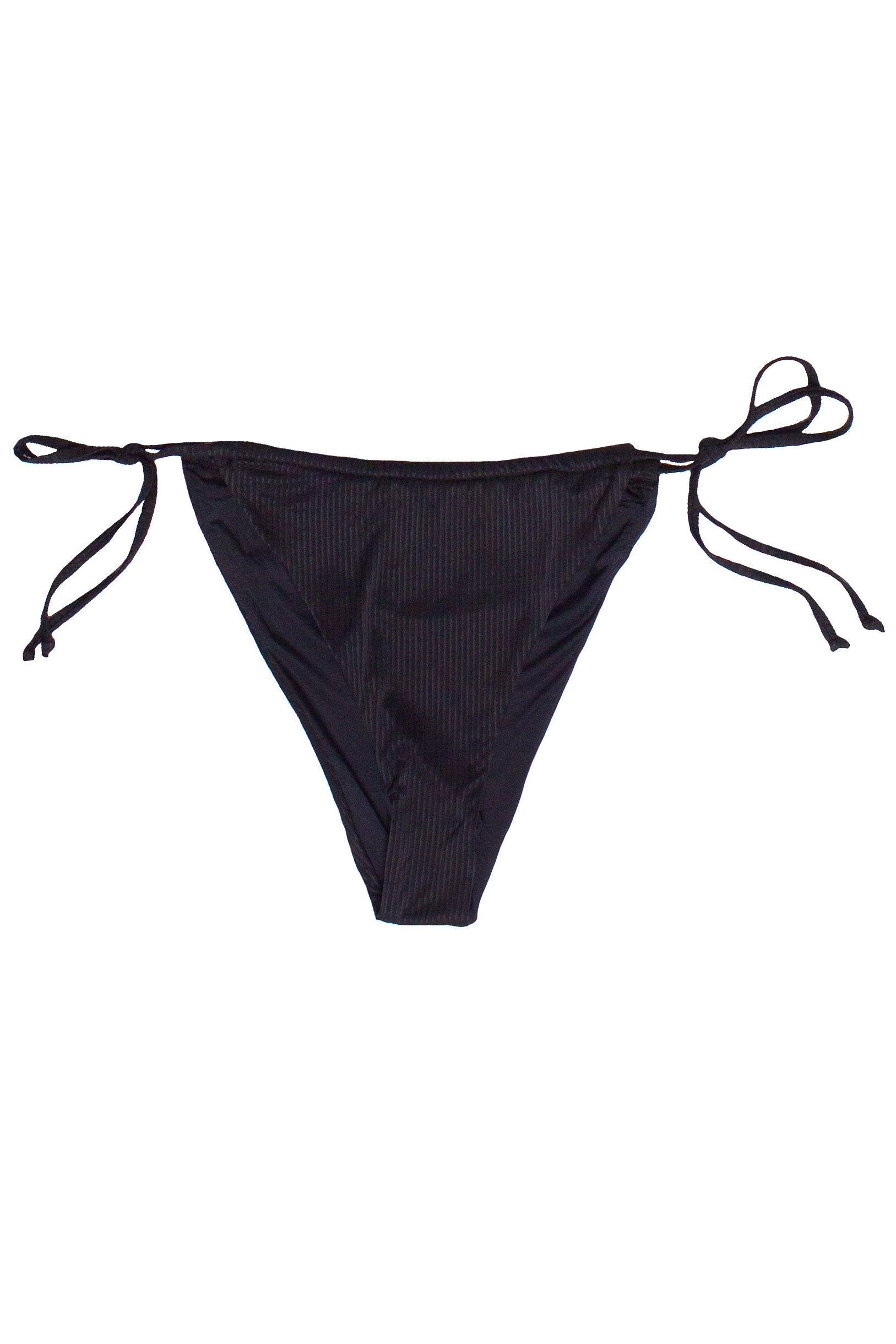 Ribbed String Bikini Bottom - Black
