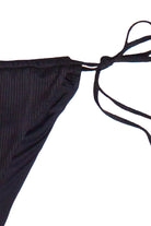 Ribbed String Bikini Bottom - Black