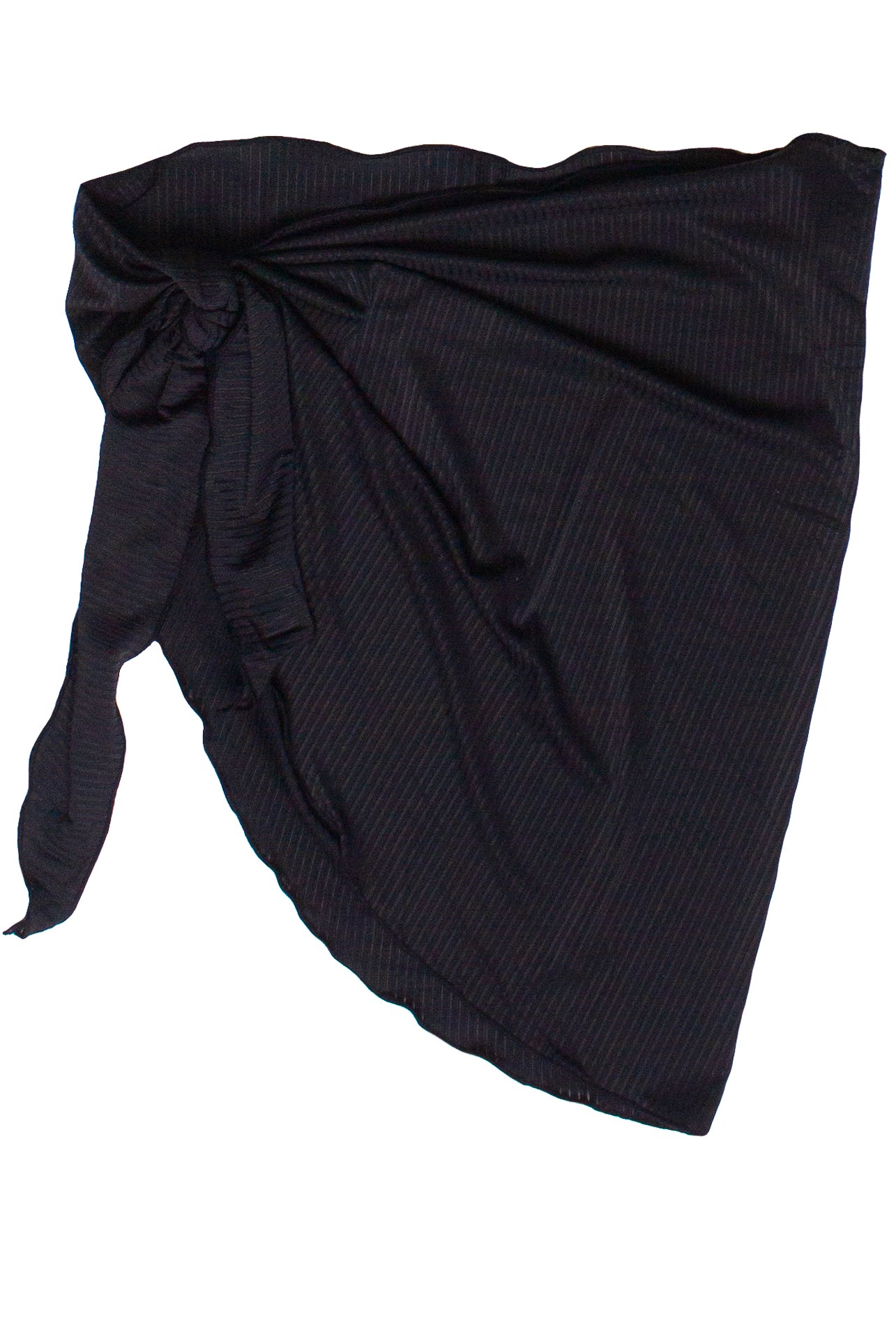 Ribbed Sarong Cover-Up - Black