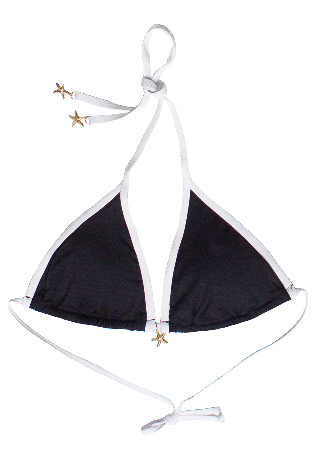 Seaside Charm Contrast Trim Bikini Top - Black