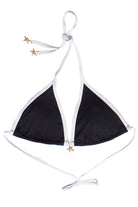 Seaside Charm Contrast Trim Bikini Top - Black