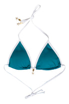 Seaside Charm Contrast Trim Bikini Top - Turquoise