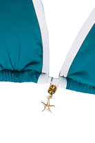 Seaside Charm Contrast Trim Bikini Top - Turquoise