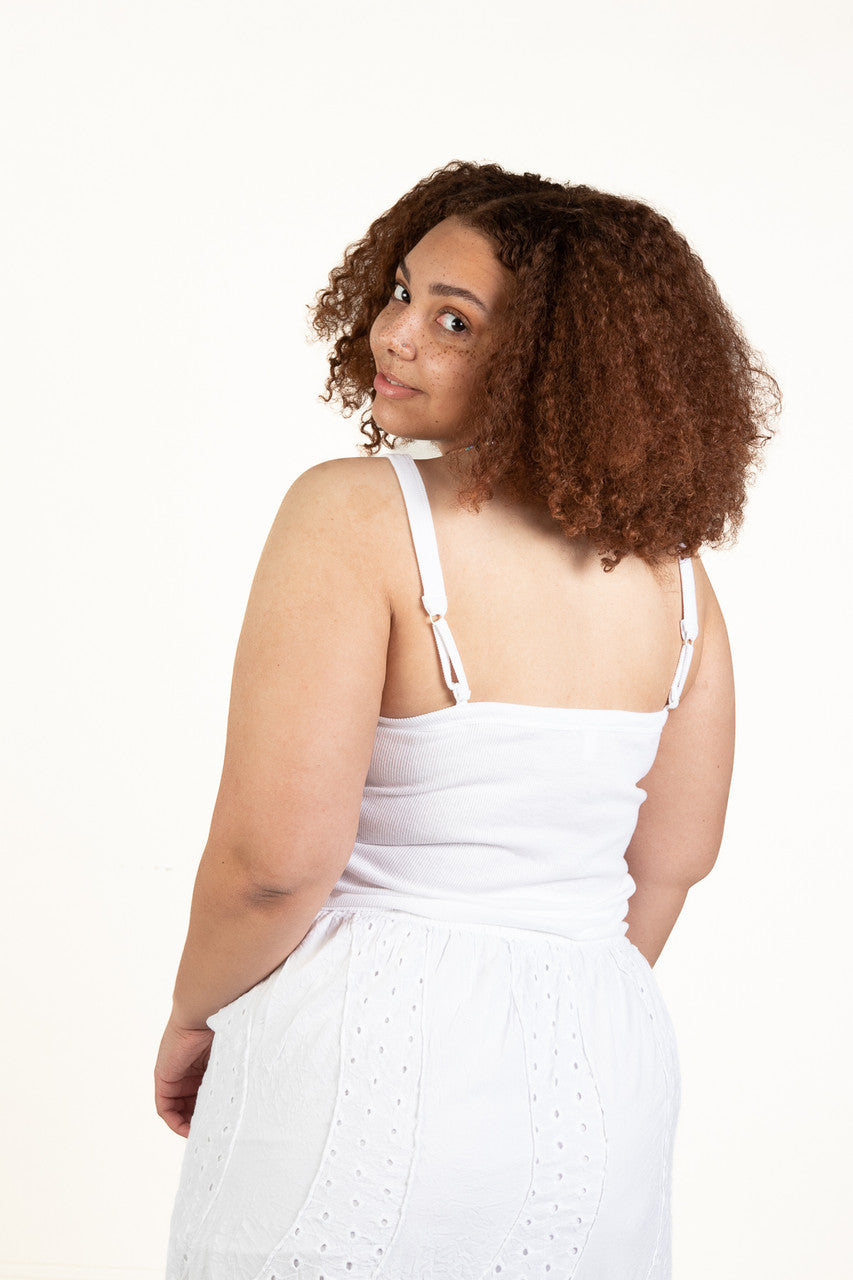 Extended Sizes White Ribbed Tank