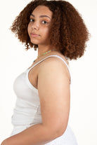 Extended Sizes White Ribbed Tank