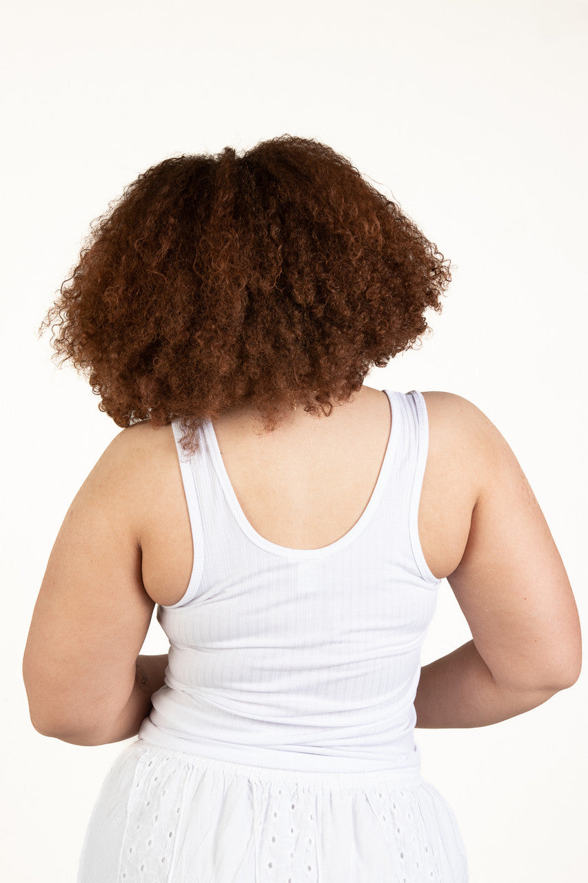 Extended Sizes White Notch Henley Tank