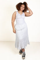 Extended Sizes White Notch Henley Tank