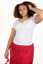 Extended Sizes White Notch Thermal Tee