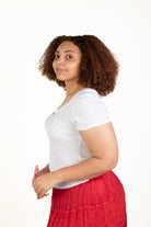 Extended Sizes White Notch Thermal Tee